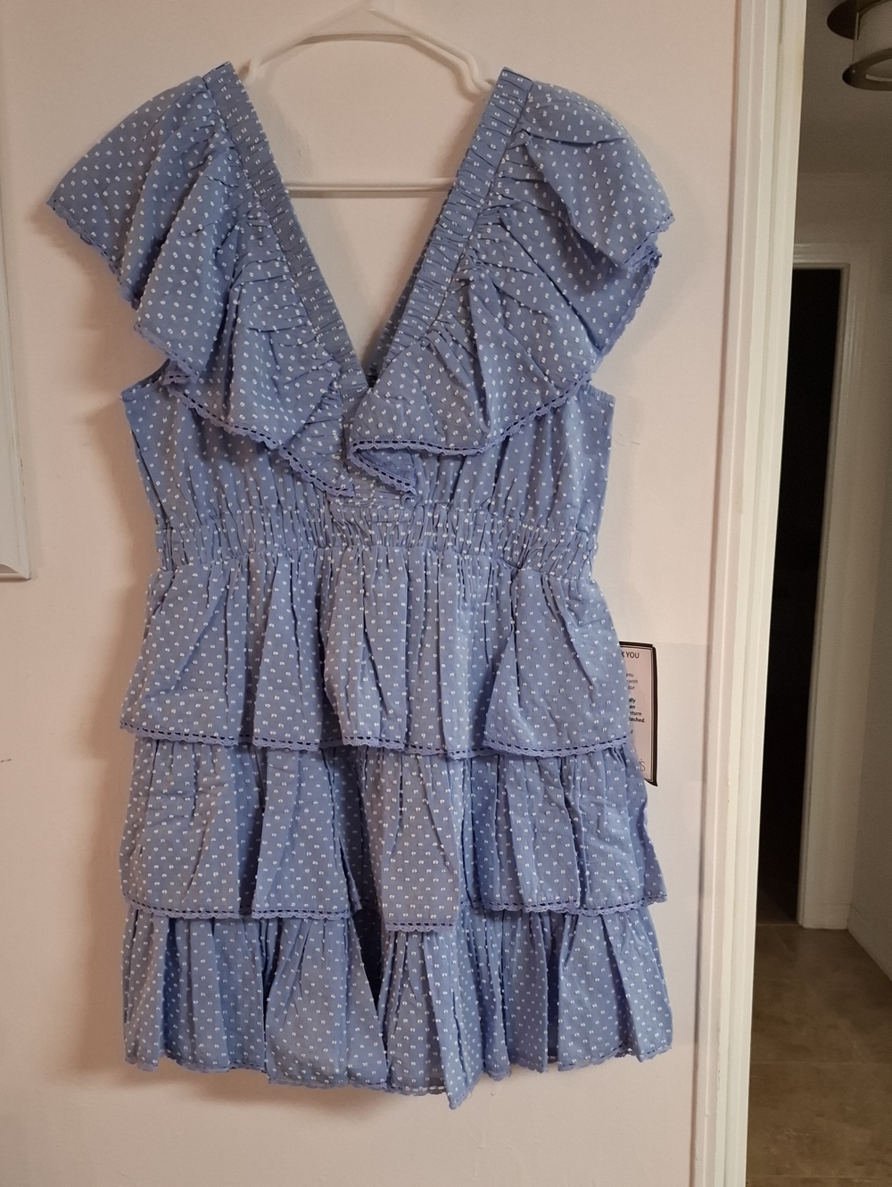 Blue Polka Dot Ruffle Tiered Dress